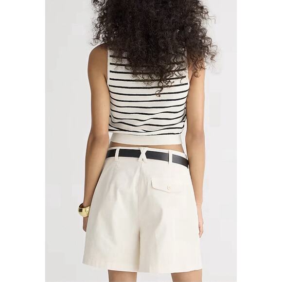 J. Crew Size 8 Pleated Capeside High Rise Chino Shorts Natural Khaki Old Money - Picture 2 of 11